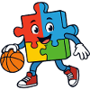 Buntes Puzzlestück Dribblings Basketball