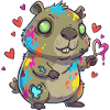 Brightly painted rodent with heart magic