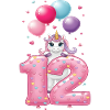 12 anni Ragazza Carina Unicorno Dodicesimo Compleanno