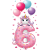6 anni di ragazza carina unicorno, 6° compleanno