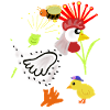 Chicken Chick Flowers Retro Kids Hen