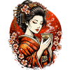 Geisha im Kirschblütenkreis