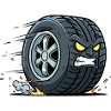 Speeding tire with angry look