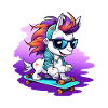 Skate-Unicorn mit Sonnenbrille