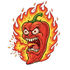 Flame Pepperoni Angry Face