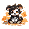 Cuddly panda with a windfall