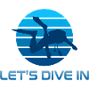 Diver Silhouette in Blue Stripes
