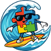 Cooles Surf-Puzzle-Maskottchen Sommerstrandkunst