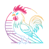 Retro neon rooster with glasses