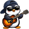 Cute Penguin with Sunglasses Guitarist Musician