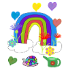 Kinder Fantasy Regenbogen Garten Blumen