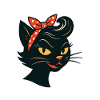 Lucky, Wild & Rockabilly : Black Retro Cat