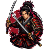Samurai Fighter in Red Swirl