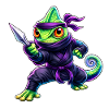 Caméléon néon Ninja Cyberpunk Animal