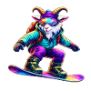 Neon-Snowboard-Ziegen-Wintersporttier