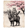 Katze reitet Lama
