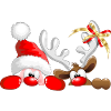 Funny Christmas Santa and Reindeer Peeking