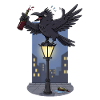 Irradiated raven on street lamp