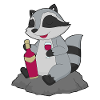 Raccoon Bottle of Red Wine