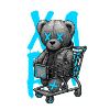 Teddy bear in neon trolley X