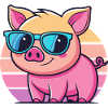 Cool Sun Pig with Blue Glasses
