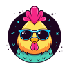 Chicken Hipster Blaue Brille