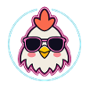 Hahn mit neonrosa Brille