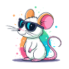 Souris Arc en Ciel Lunettes Noires