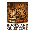 Sleeping Cat Over Books