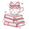Heart Mug and Stack of Books