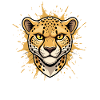Leopardenkopf Farbsplash