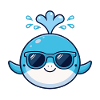 Stilvoller Blauwal mit Brille