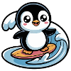 Cute Penguin Surfer 