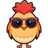 Chicken Hipster Red Glasses