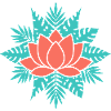 Korallenlotus mit Teal-Blättern