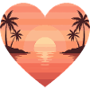 Heart sunset on the beach