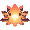 Sunset Island in Lotus Frame