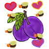 Plum Plums with Bee Hearts