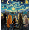 Cat Symphony Over Starry Rooftops
