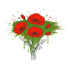 Valmuer rød grøn blomster vintage design