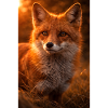 Orange fox at sunset