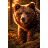 Sunset bear in forest