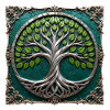 Metallic Circular Tree of Life