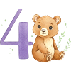 Ours aquarelle avec le numéro 4