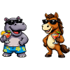 Dessin animé Cocktail Hippo Horse