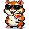 Cooler Hamster mit Cocktail und Sonnenbrille
