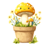 Cheerful mushroom pot with blossom joy