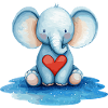 Blue Elephant Heart Friend
