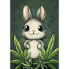 Small fluffy bunny under leaves