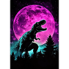 Night T-Rex Neon Moon Silhouette